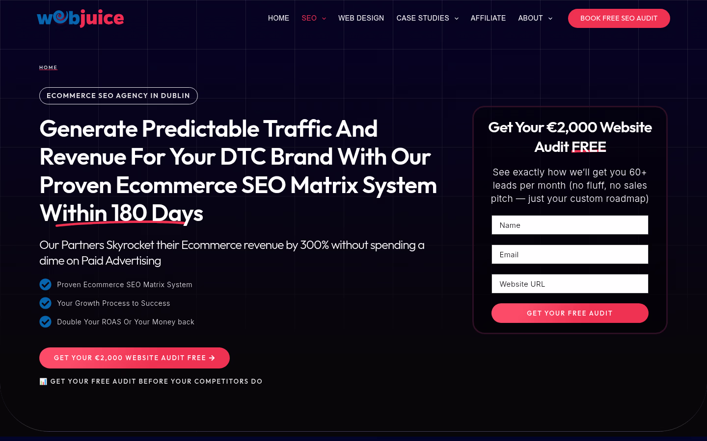 Webjuice — E-commerce SEO Agency Dublin landing page