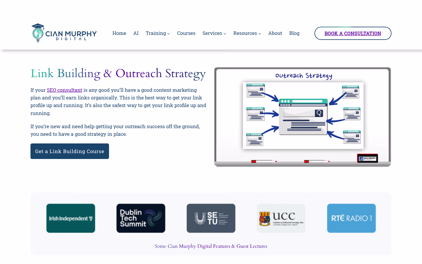Cian Murphy SEO — Link Building & Outreach Strategy page