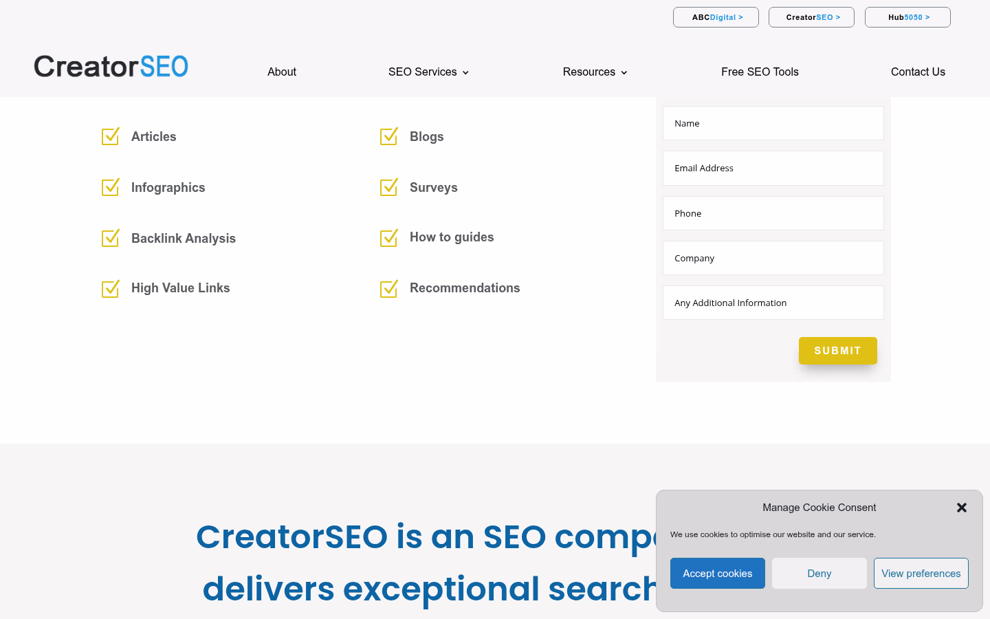 CreatorSEO — Link Building service page