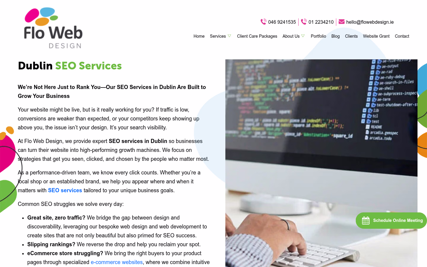 Flo Web Design — Dublin SEO Services page