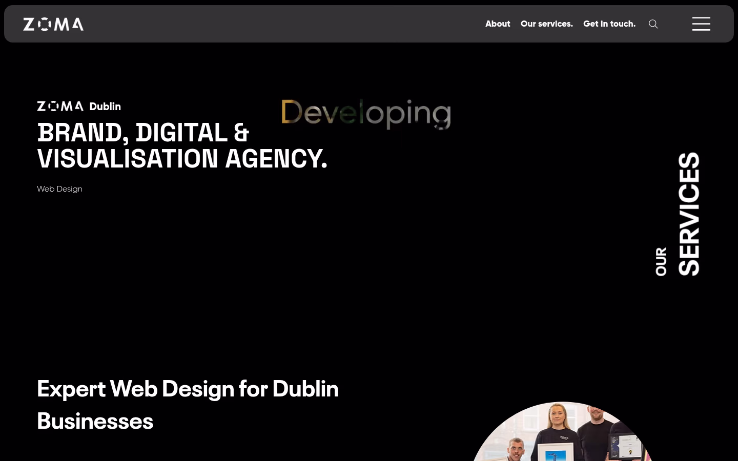 ZOMA — Web Design Dublin landing page