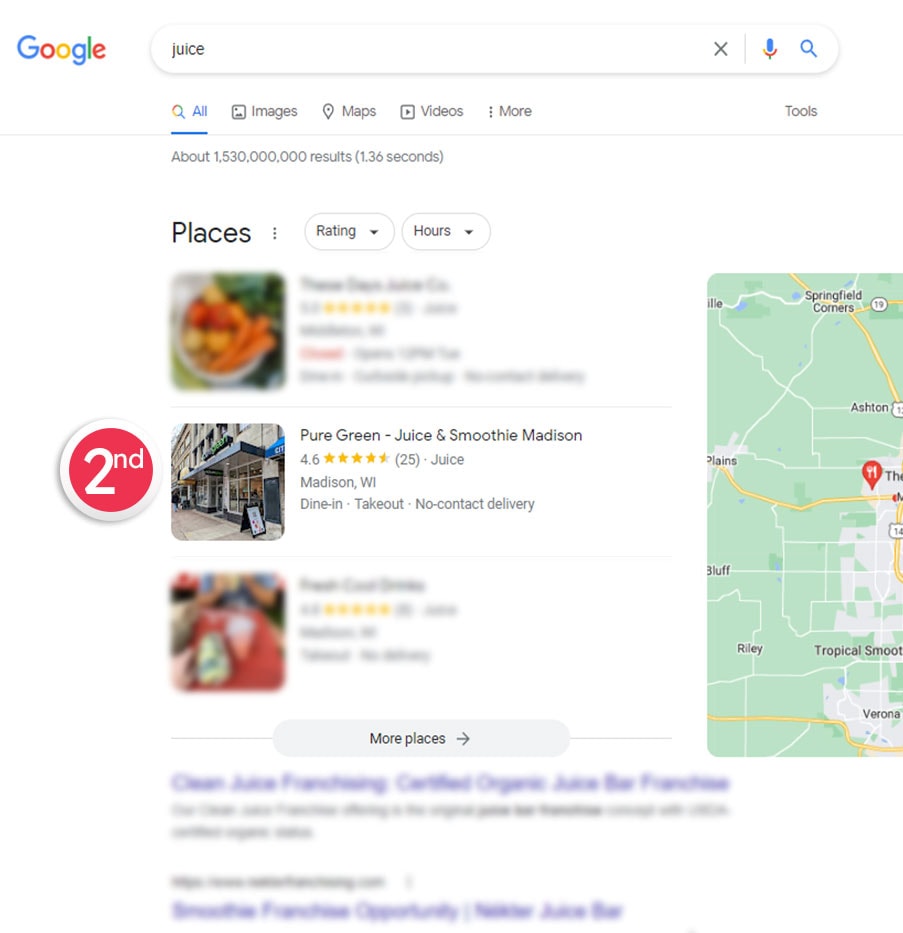 local seo results by webjuice