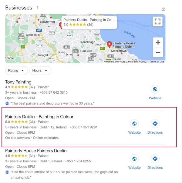 local seo results by webjuice