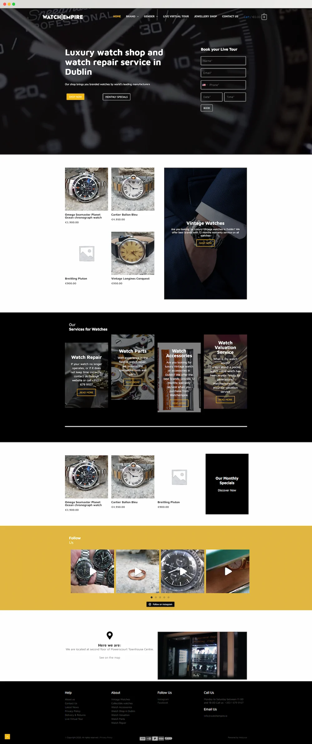 web design for watch ecommerce store in dublin