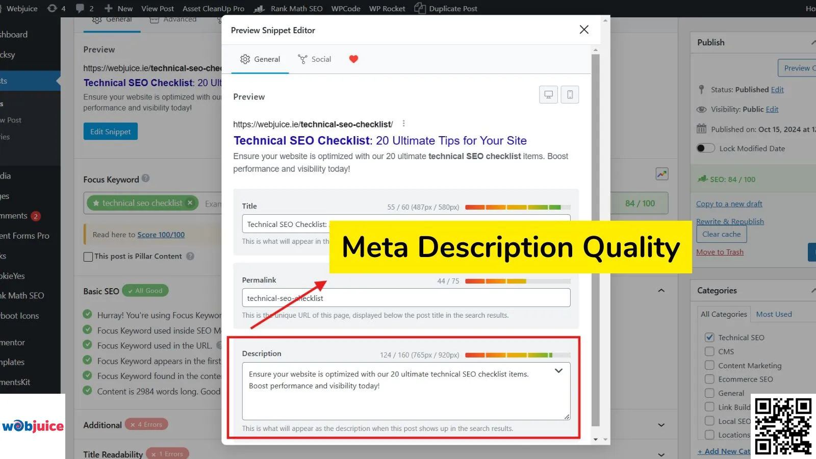 meta description quality in technical seo checklist