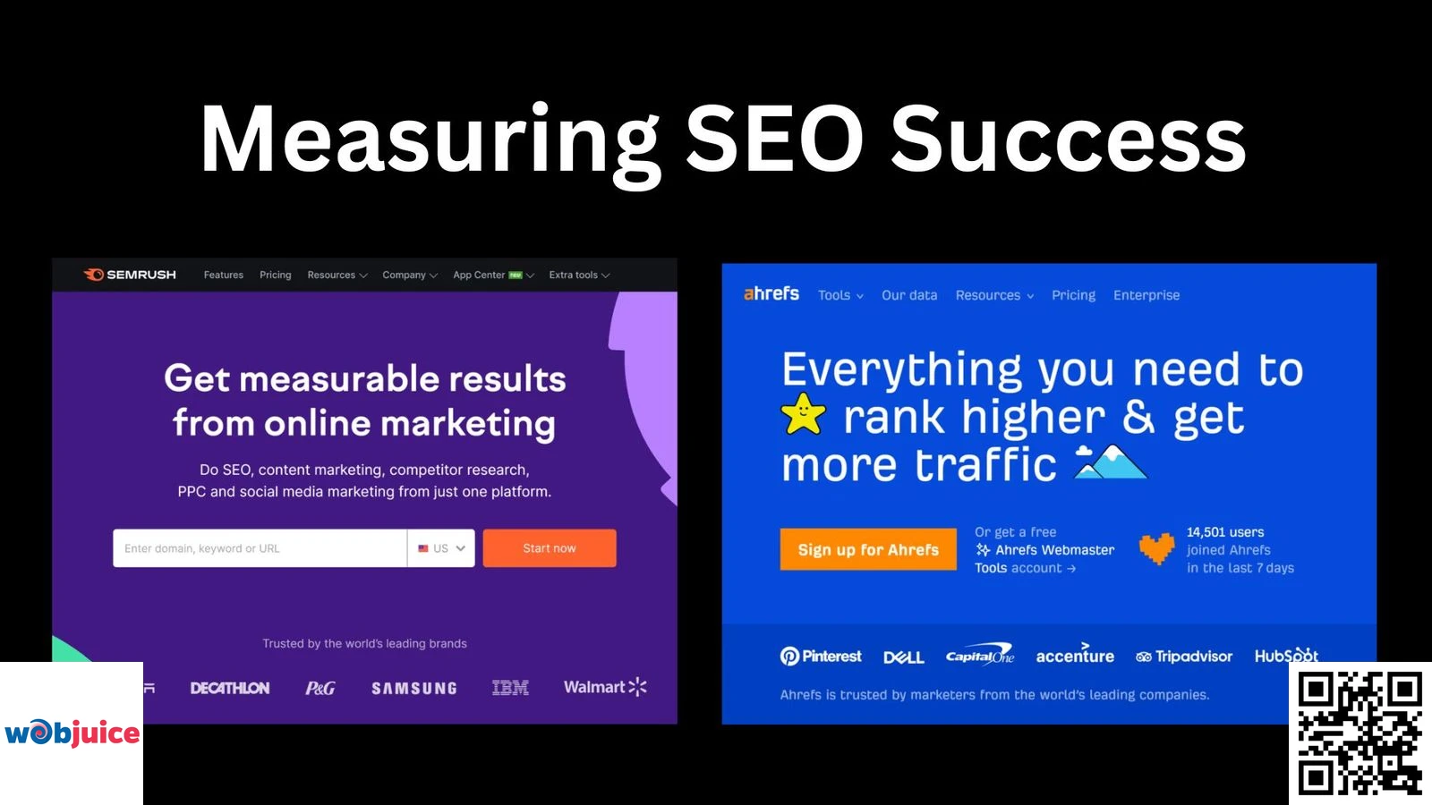 Measuring SEO Success using ahrefs and semrush